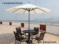 鋁合金桌椅與中柱傘在休閑會所的應用